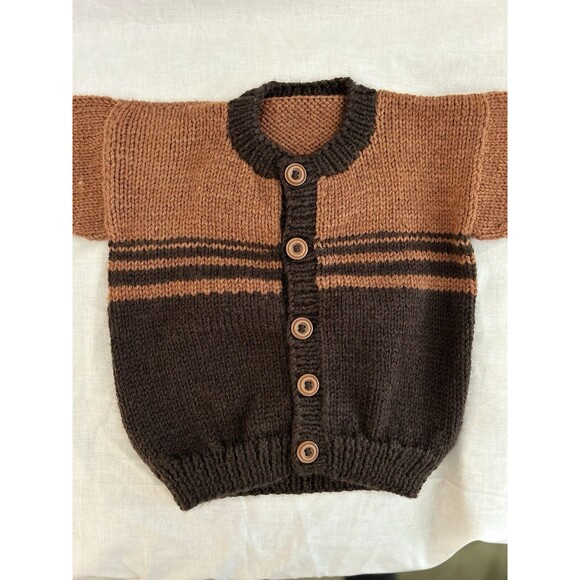 1-2T Boys Two-Tone, Hand Knitted Baby Cardigan Sweater, Warm, Soft & Comfy - Picture 14 of 14